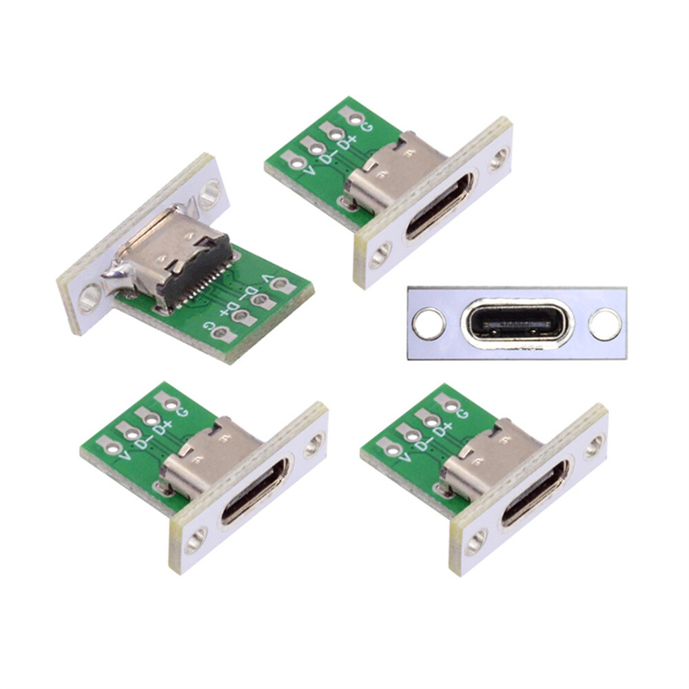 Cablecy 5pcs/set DIY OEM Type C Female Socket Connector Panel Mount Type USB 2.0
