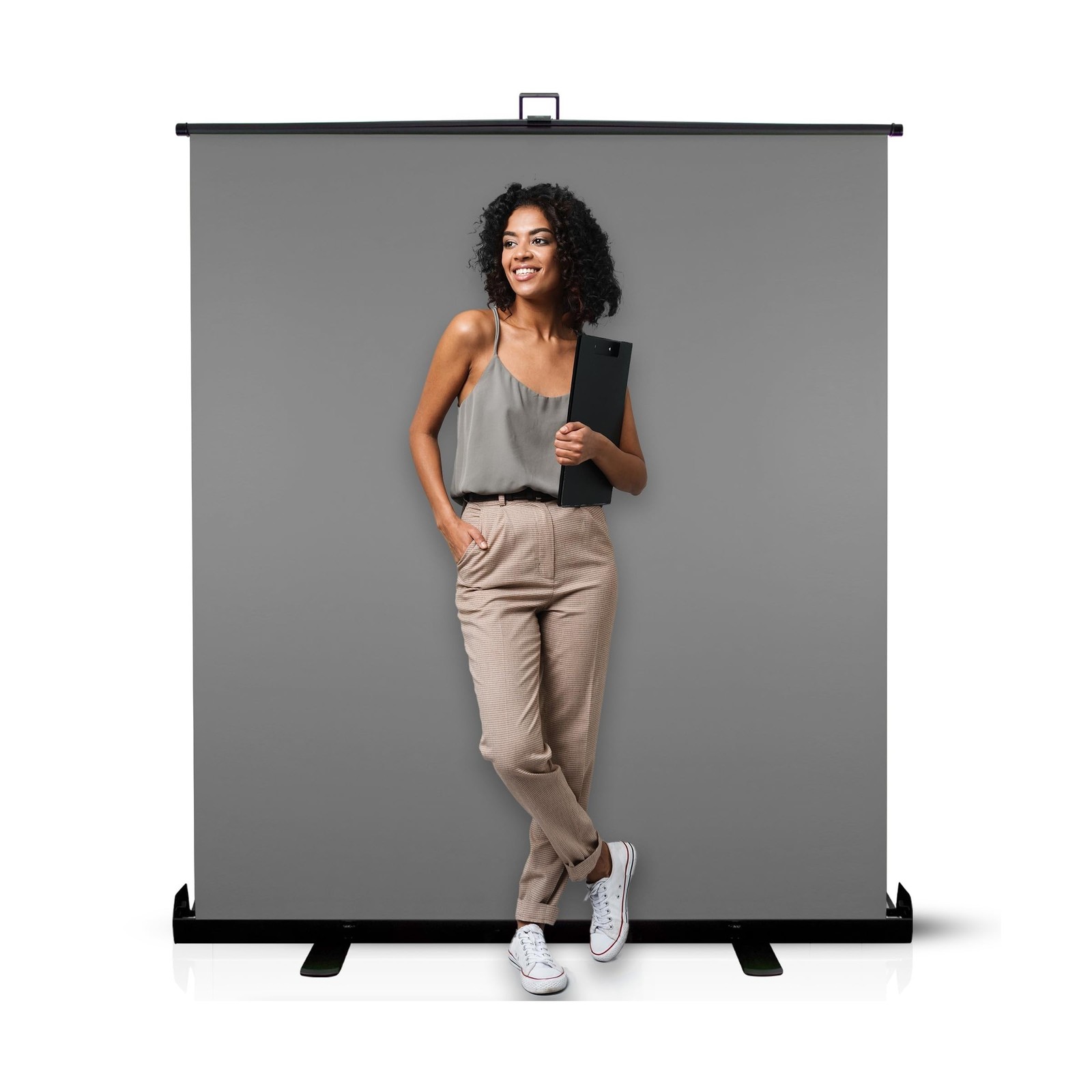 KHOMO GEAR 62-Inch Grey Screen Backdrop – Collapsible & Portable Photograp
