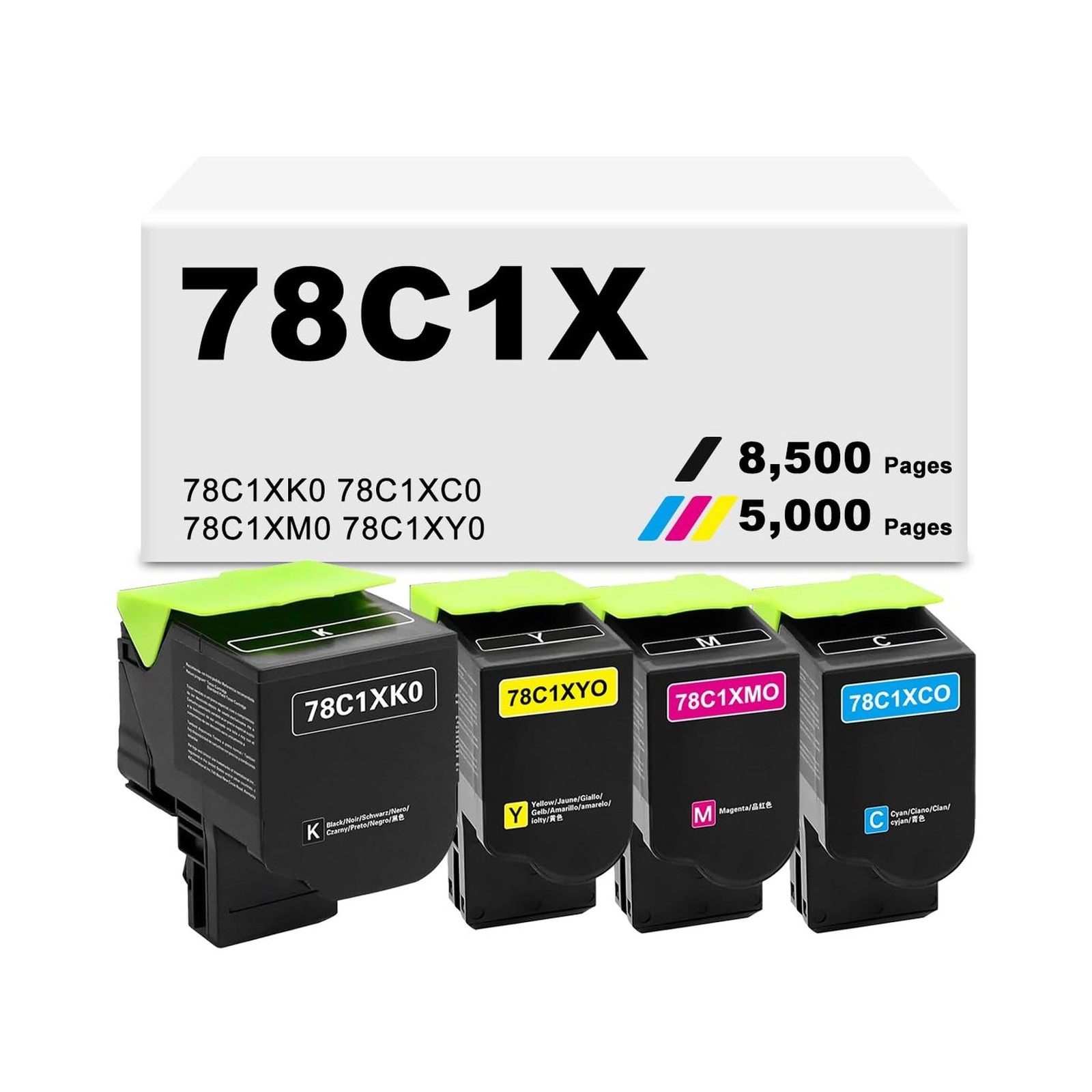 78C1XK0 78C1XC0 78C1XM0 78C1XY0 Extra High Yield Compatible 4-Pack Replacemen...