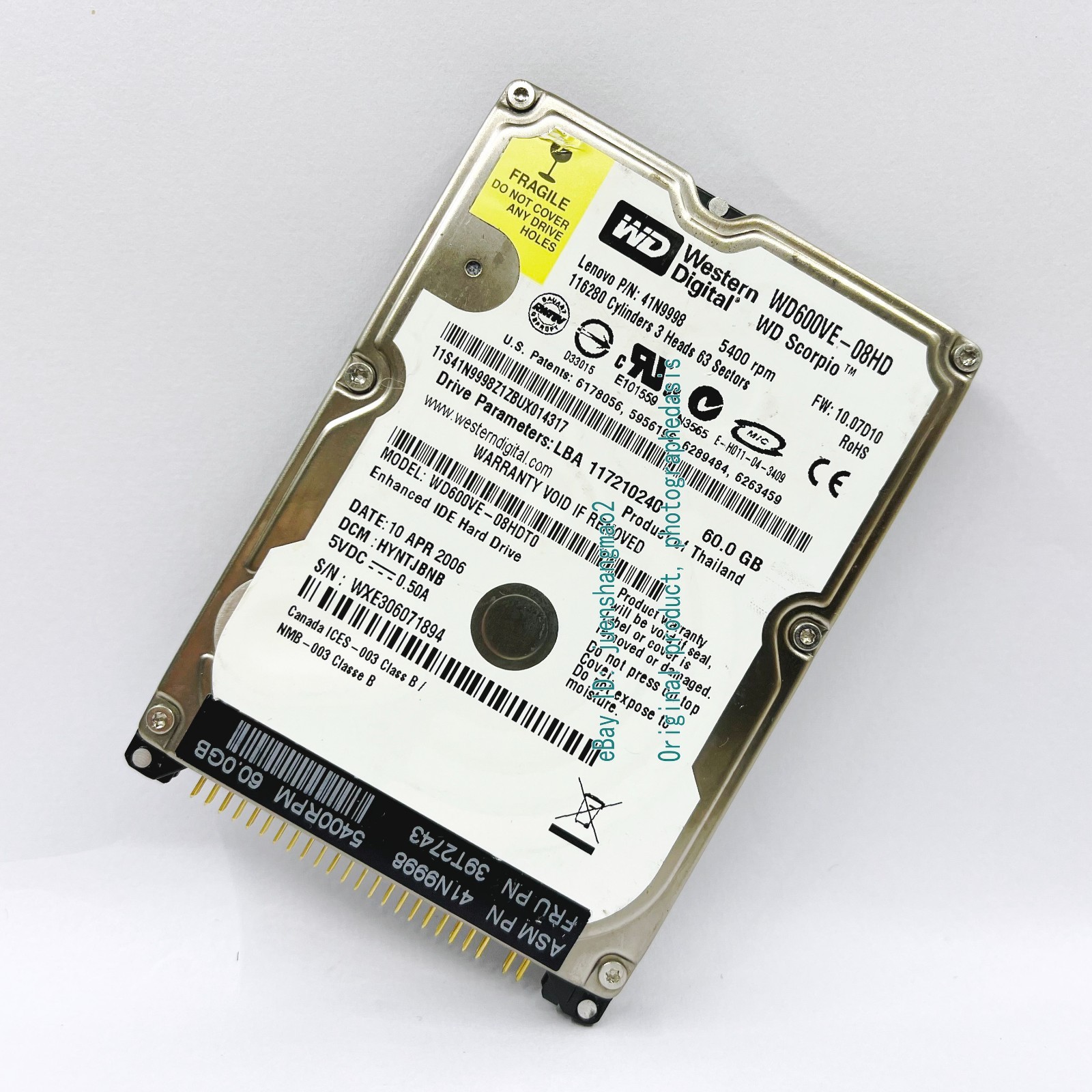 WD 60GB WD600VE-08HDT0 IDE 2.5"Industrial computer dedicated hard drive. test