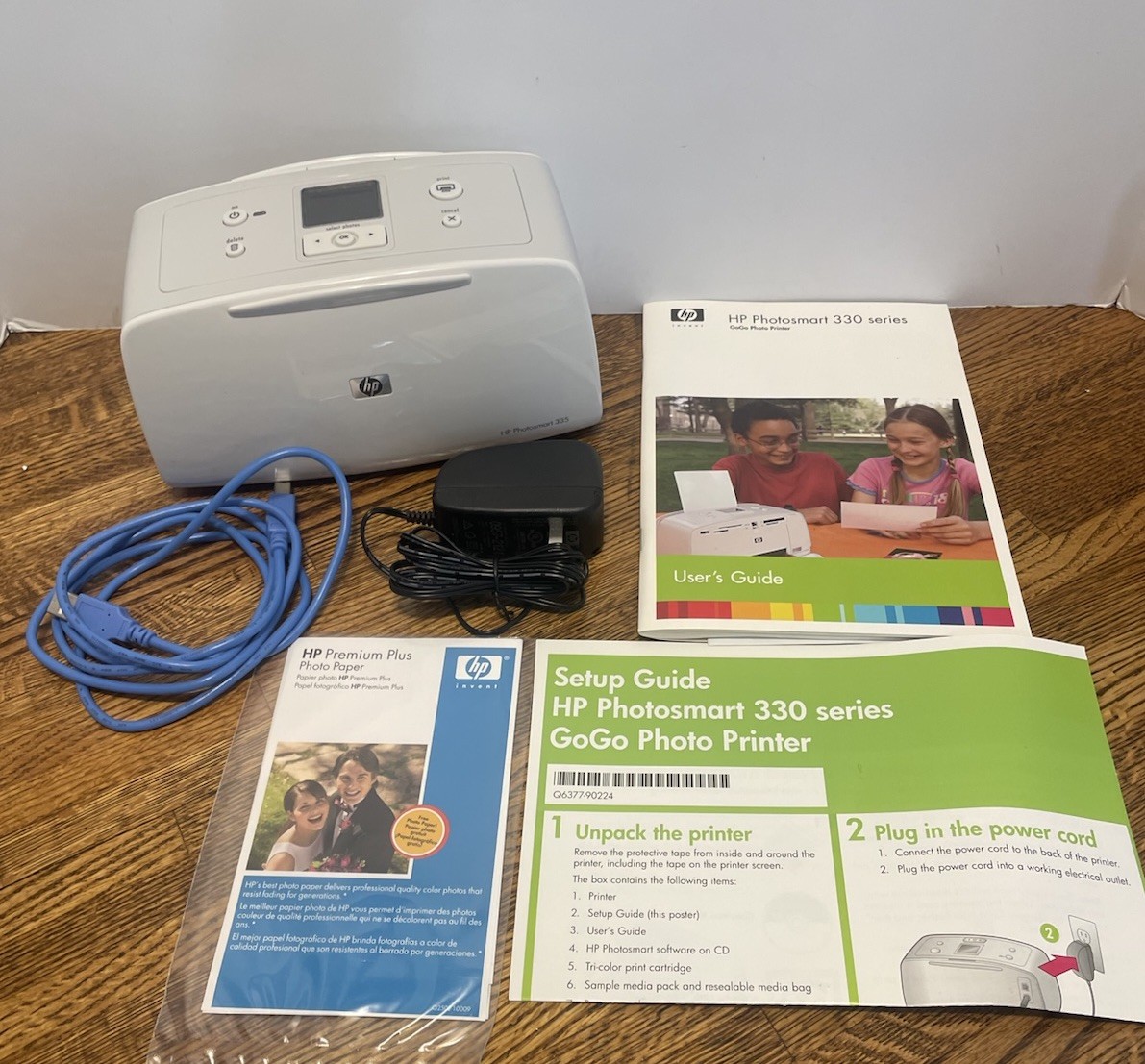 HP Photosmart 335 GoGo Photo Printer Power Adapter Paper Works