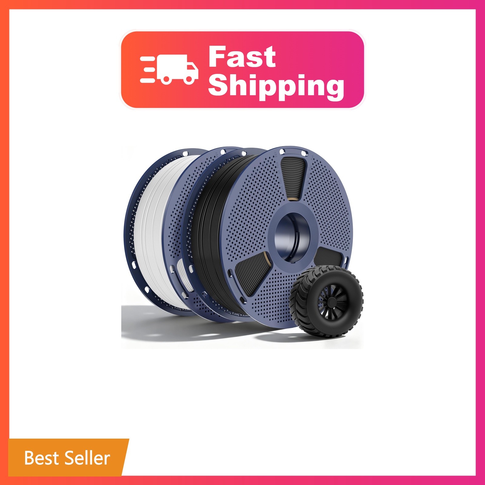 SUNLU TPU 95A Flexible 3D Printing Filament 1.75mm, Black+White 2-Pack | Soft...