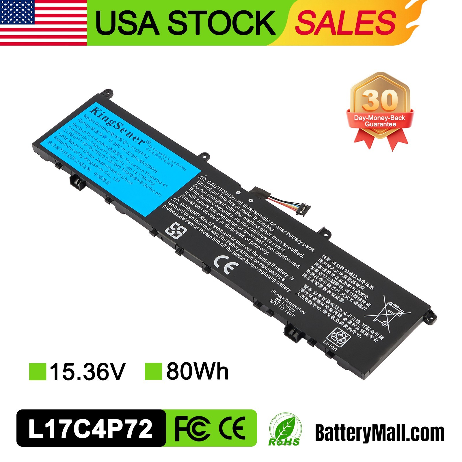 L17C4P72 L18M4P71 01AY969 15.36V Battery For Lenovo ThinkPad P1 2018 Gen 1