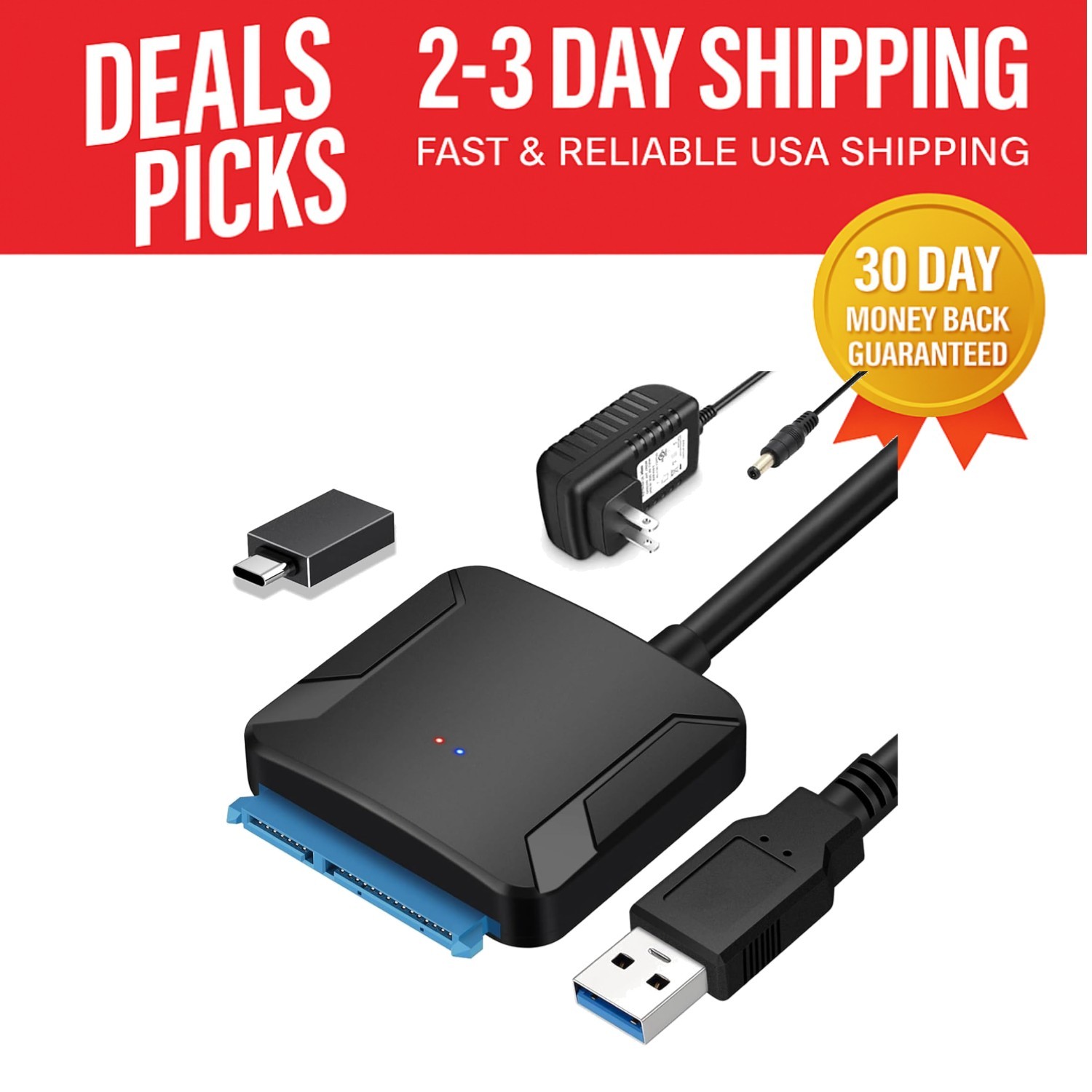 Versatile USB 3.0 External HDD/SSD Converter Cable with Power Supply Included