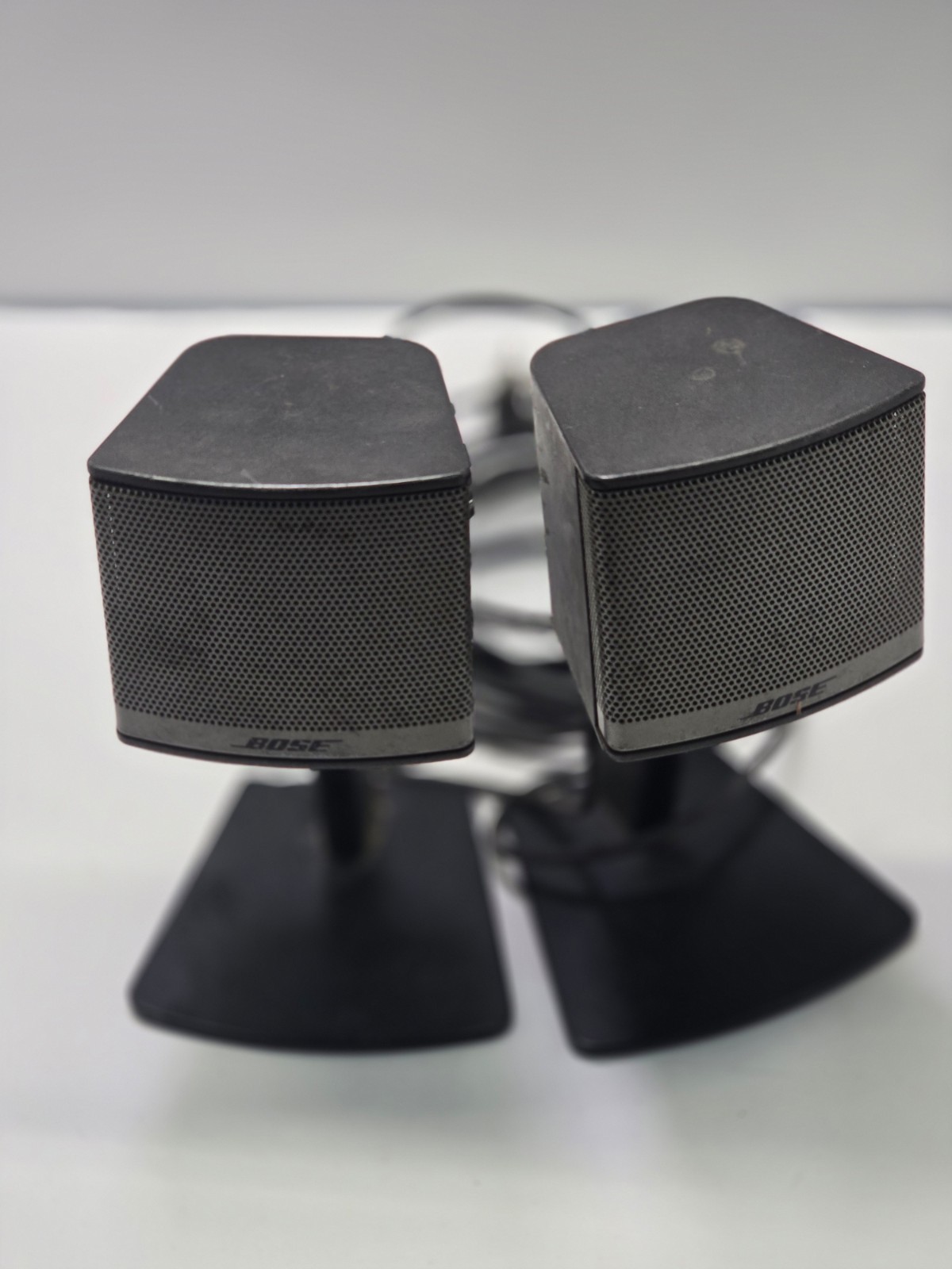 Bose Companion 3 Series II Satellite Speakers Pair w/ Stands RCA Plugs Untested