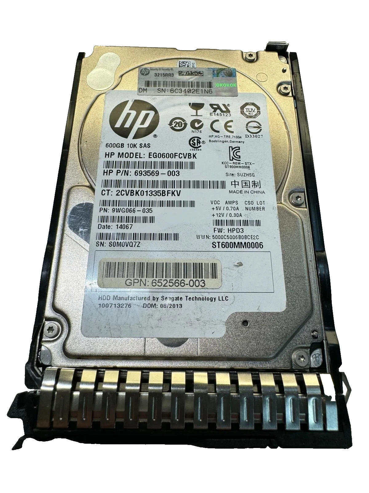 LOT OF 2 HP EG0600FCVBK 693569-003 600GB 10K 6G 2.5 SAS SC HARD DRIVE 9WG066-035