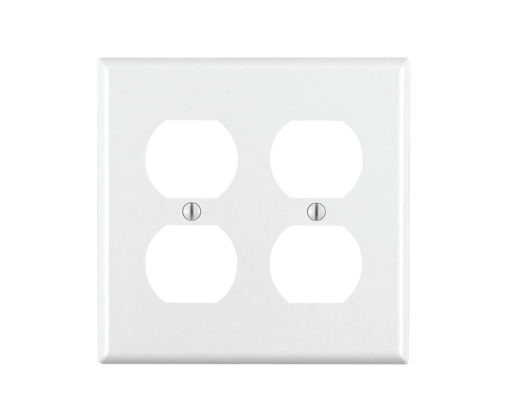 Leviton 2-Gang Duplex Device Receptacle Wallplate, Standard Pack of 1, White 