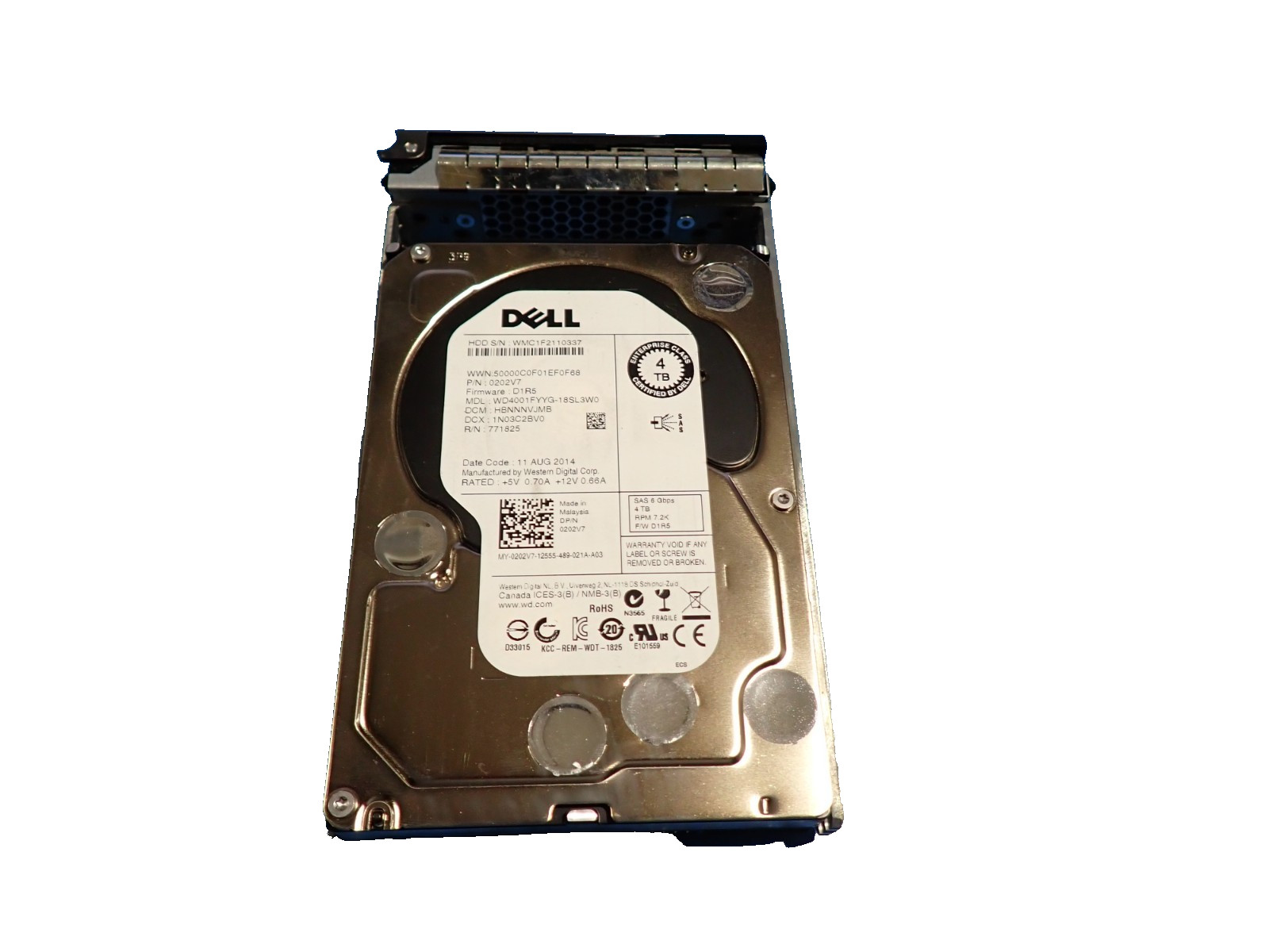 Dell 0202V7 4TB 3.5-inch LFF SAS 6Gb/s 7.2K RPM HDD Internal Hard Disk Drive