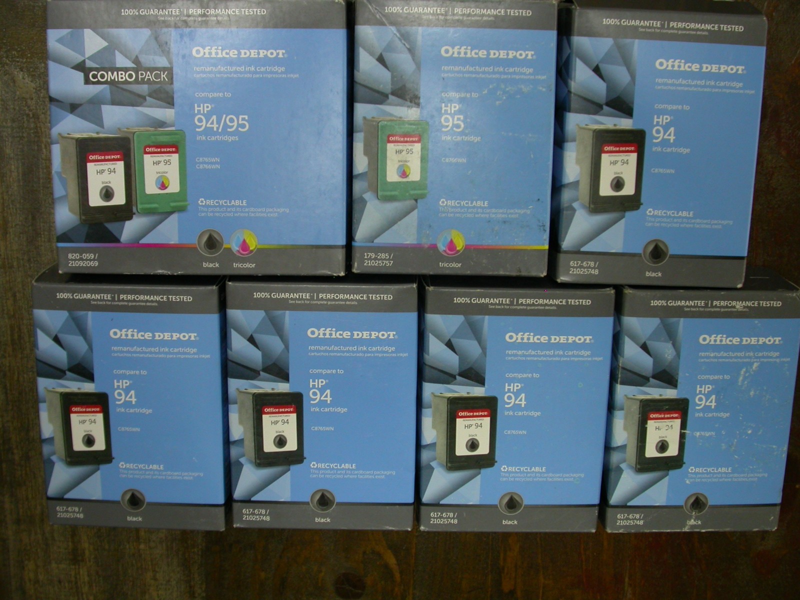 Office Depot-HP 94 Black + 95 TRICOLOR Combo Pack Ink Cartridges-6 BLK & 2 CLR