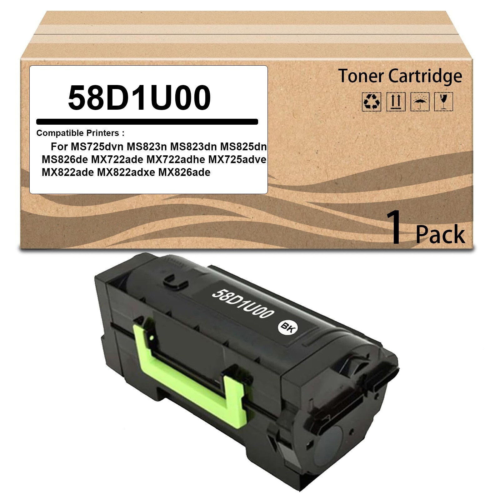 1  Pack 58D1U00 Ultra High Yield Toner Cartridge Compatible for MS725dvn MS823n