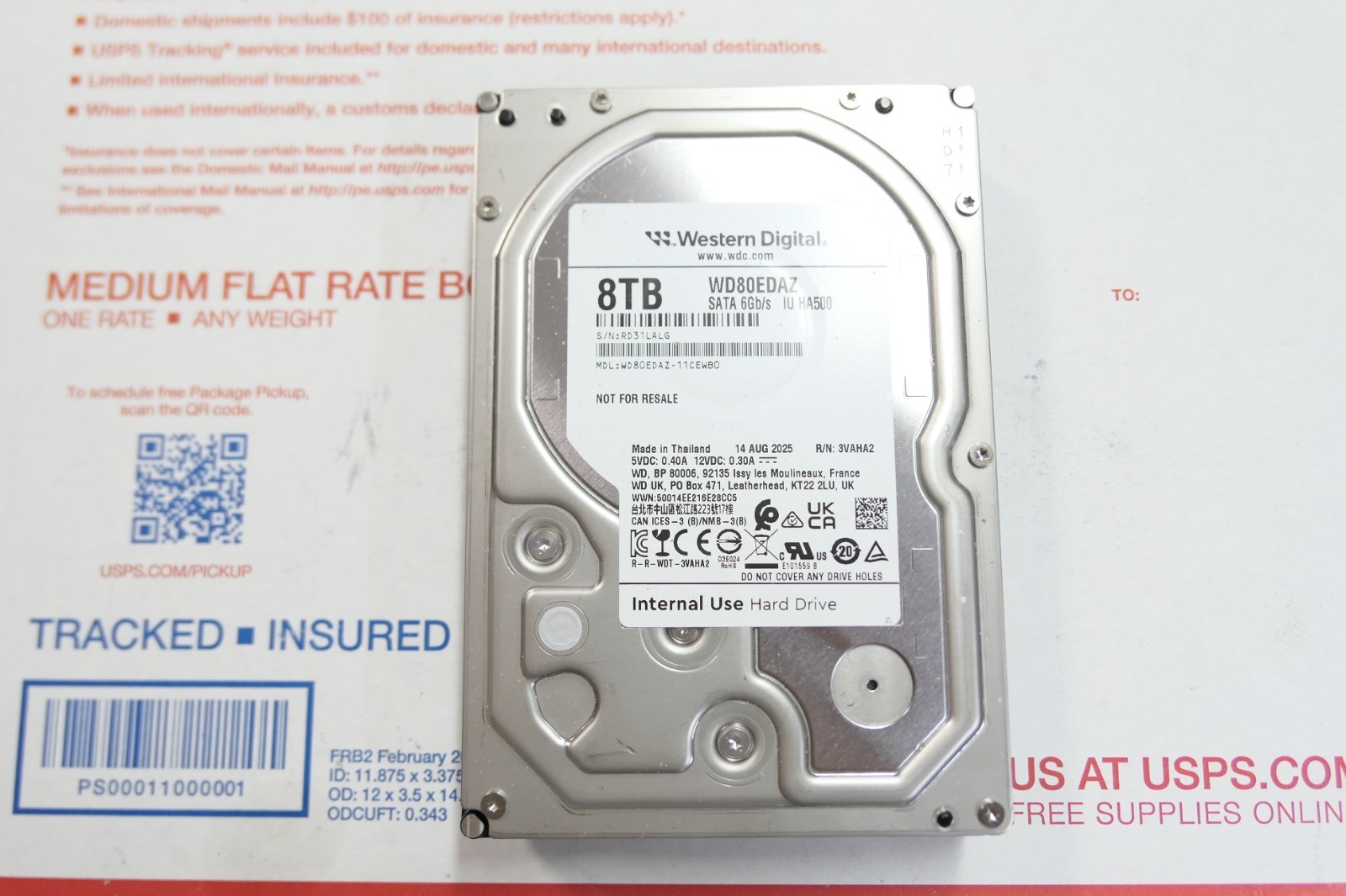 WESTERN DIGITAL WDC WD80EDAZ-11TA3A0 8 TB HDD - 1 days usage
