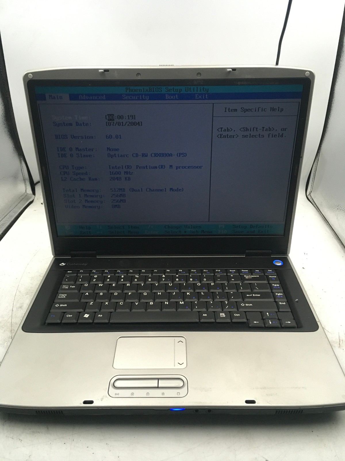 GATEWAY MA1 M460 - BOOTS TO BIOS - INTEL PENTIUM M - 512MB RAM - READ DESC - BB