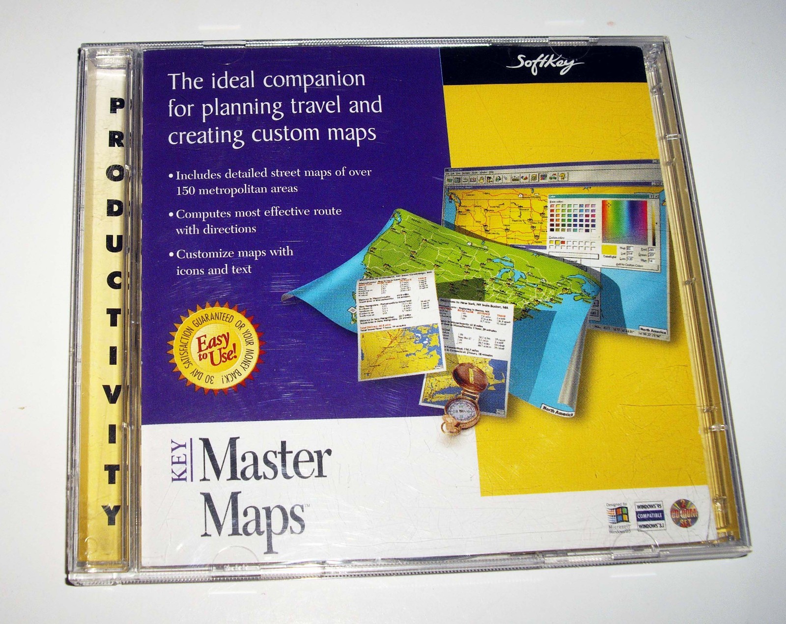 Softkey Key Master Maps Windows 3.1 95 1997 PC CD-ROM Custom Mapping Software