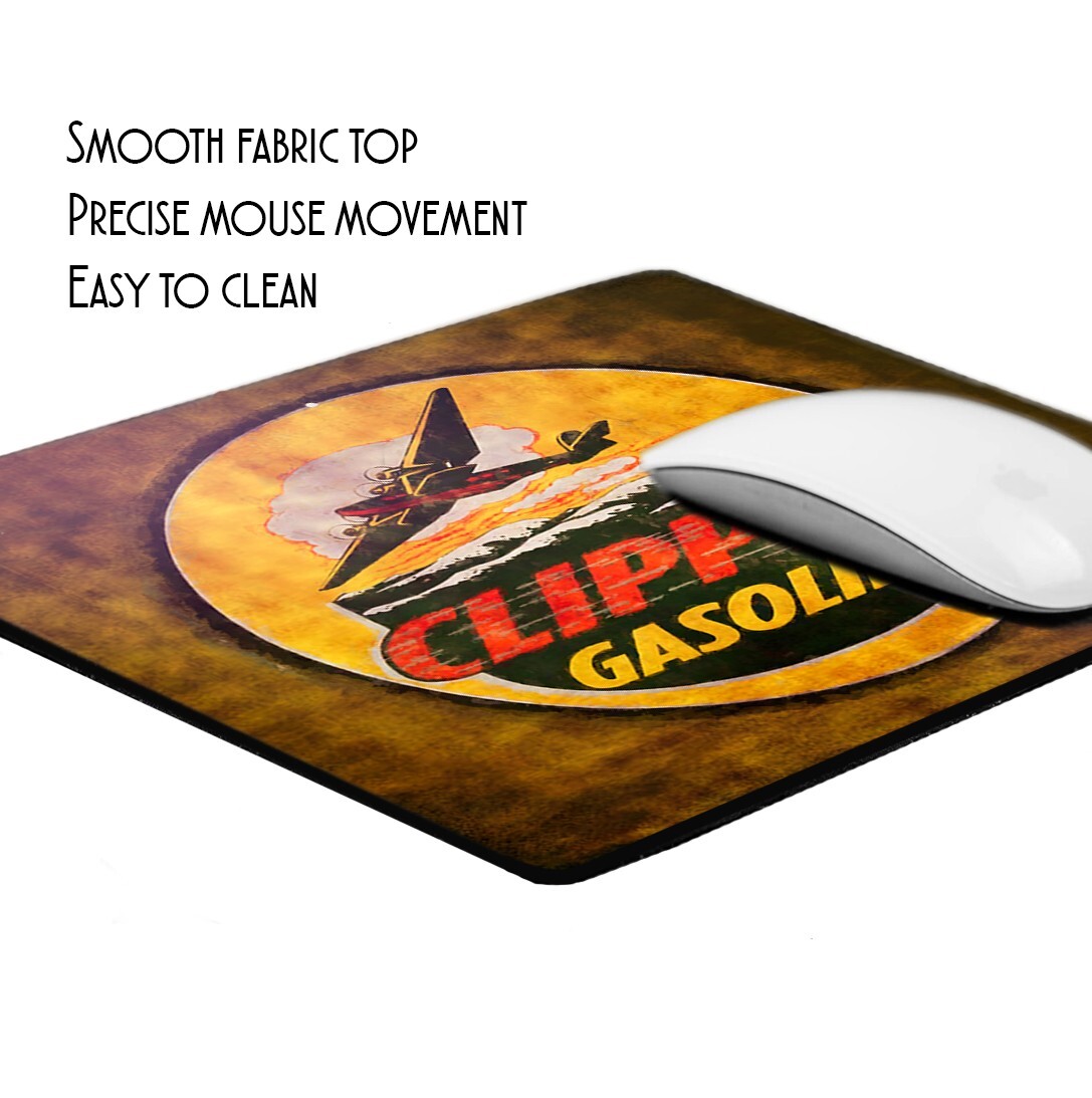 Vintage Clipper Gasoline Airplane Old Sign Oil Design Mouse Pad