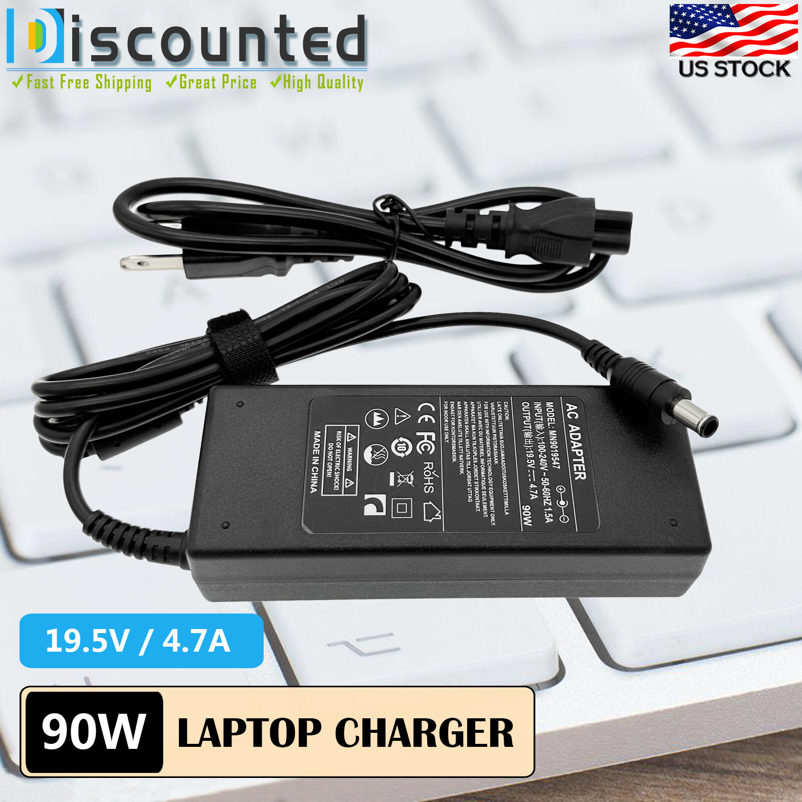 AC Adapter For LG 32QN650-B 32UL500-W 32" LED LCD Monitor Power Supply Cord