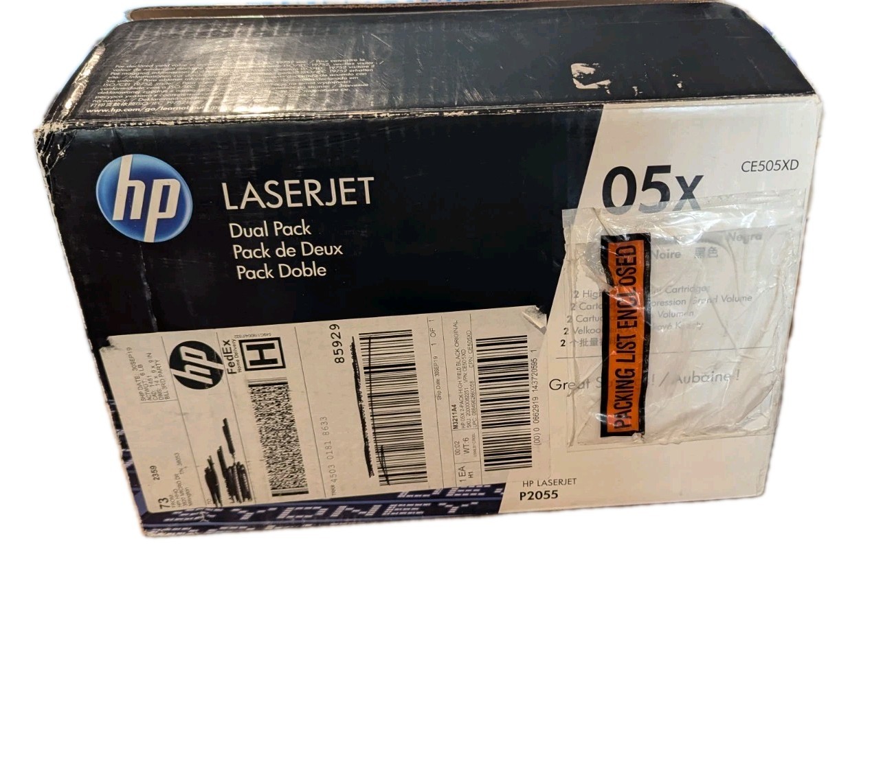 Genuine HP 05X  Black Toner 2 Pack Dual CE505X High Yield OEM Original
