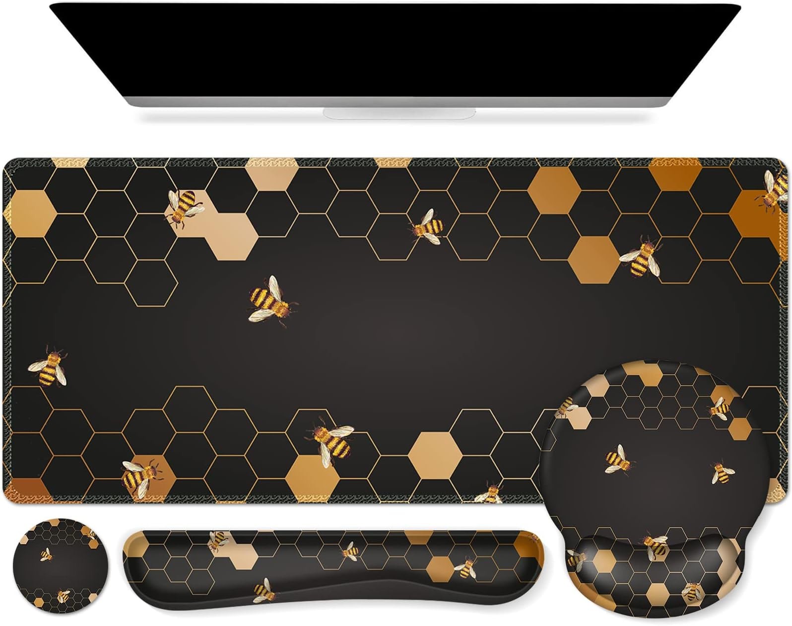 iCasso Desk Mat, Gaming Mouse Pad Wrist Support Set,4in1 XXL Large Mousepad +...