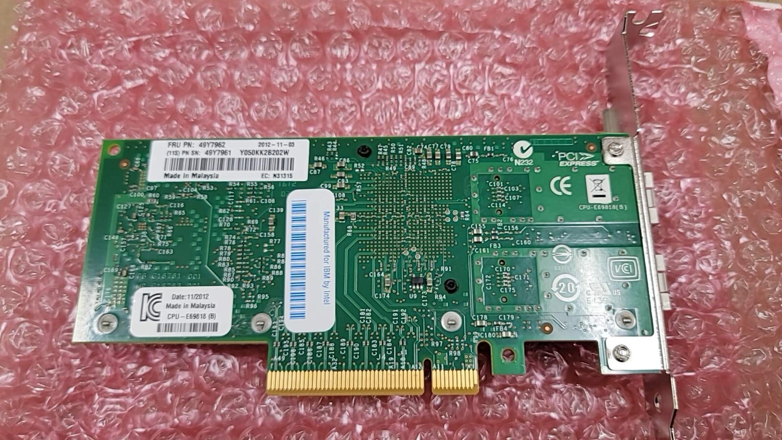 1PC 49Y7961 49Y7962 IBM X520DA2 LENOVO DUAL PORT 10GbE SFP+ ADAPTER X520-DA2