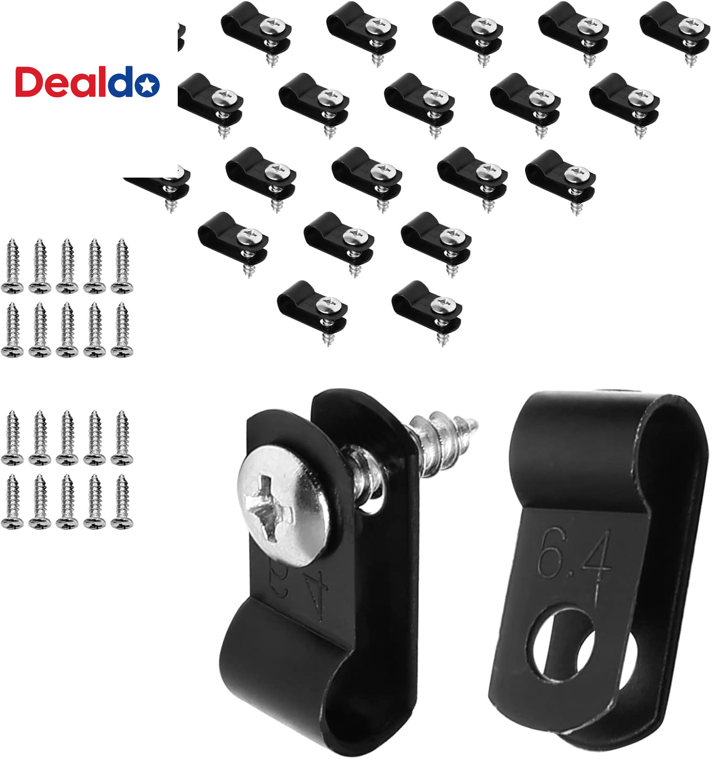 120Pcs 1/4 Inch R-Type Cable Clamps, Nylon Wire Cable Clips with M4 Screws, Scre
