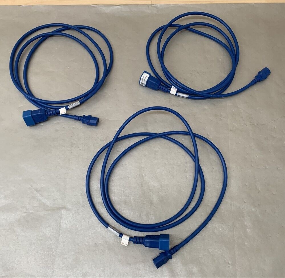 (Lot of 3) Yung Li YP-33 to YC-12 250V Blue E152635 Power Cords - 8ft ea