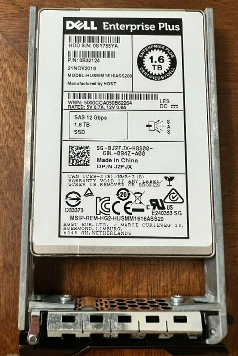 Dell Enterprise Plus 1.6TB 12Gb SAS SSD W/ HGST HUSMM1616ASS200 J2FJX Compellent