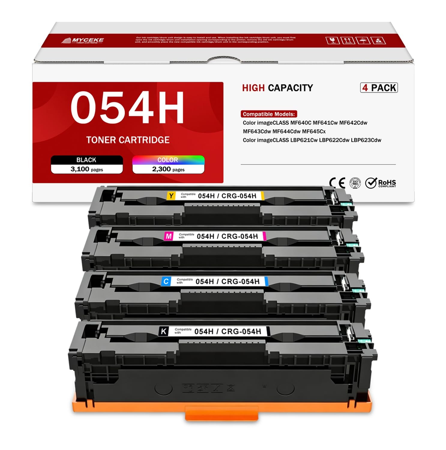 054H 054 Toner Cartridge Set 4 Pack High Yield for Canon 054H 054 Toner