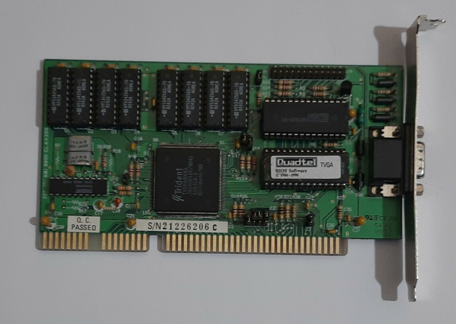 HIS 8900 CL 4x256 ISA Graphics Card (Trident TVGA8900CL, 1MB, Retro, 1992)