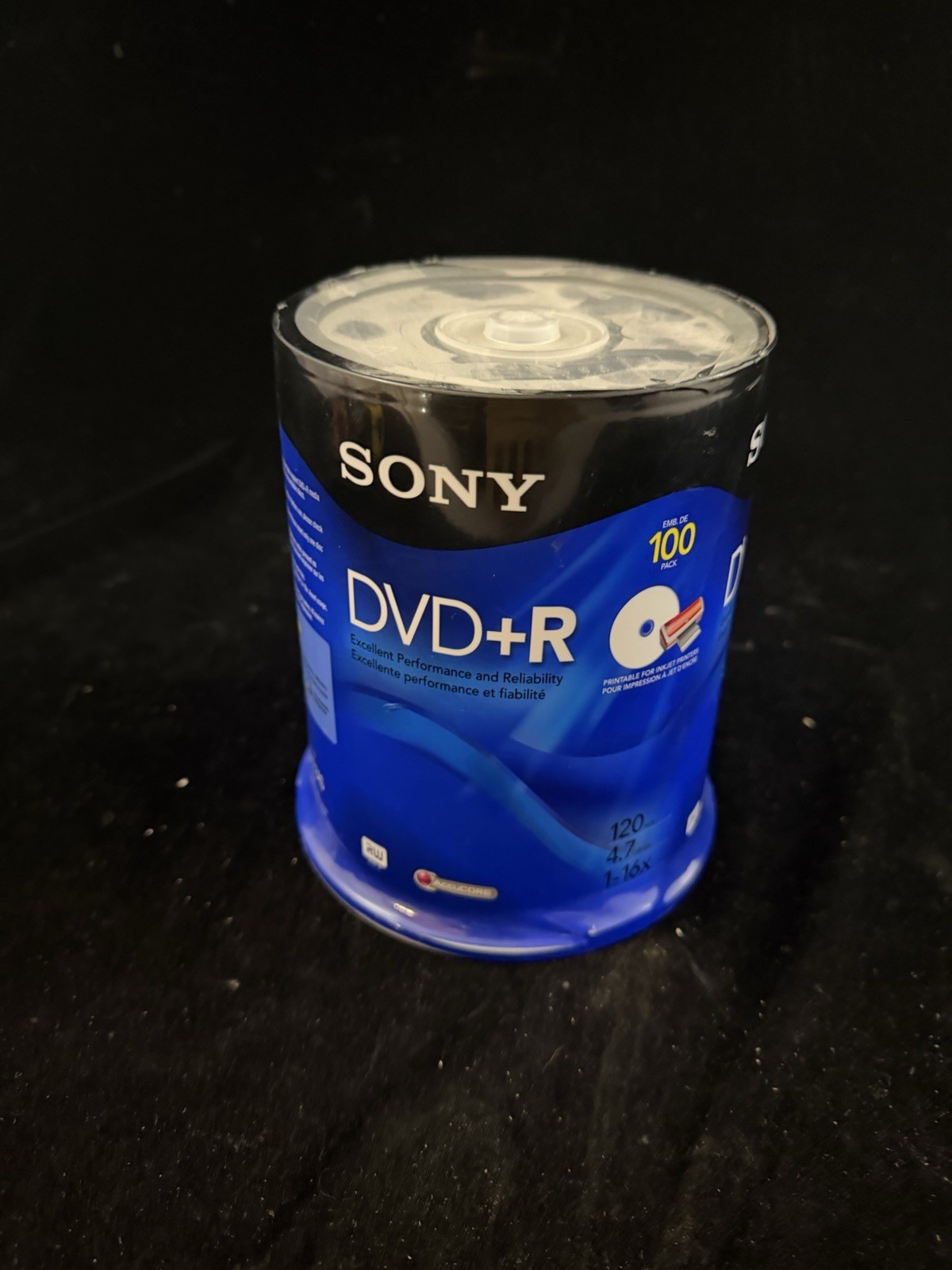 New Sealed Sony DVD+R 100 Pack 120min 4.7GB 1-16X Optical Media Storage OEM