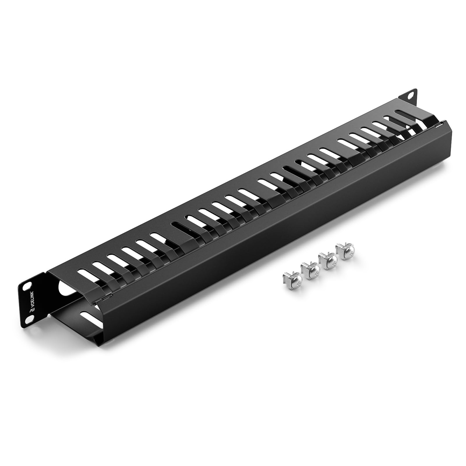 VCELINK 1U Server Rack Cable Management 24-Slot, 1 Pack of 1u 24-slot, Black 