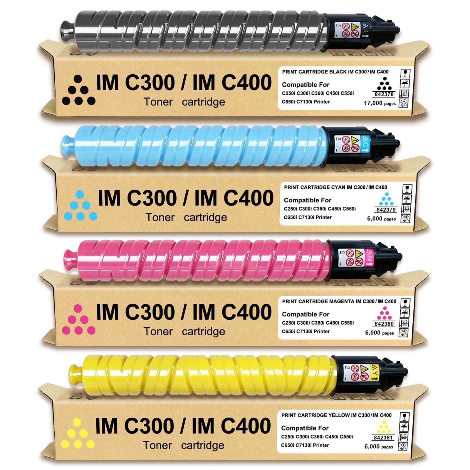 Verabeenix IM C300 C400 Toner Cartridge IMC300 IMC400 20 x 7.4 x 7.4, BCMY