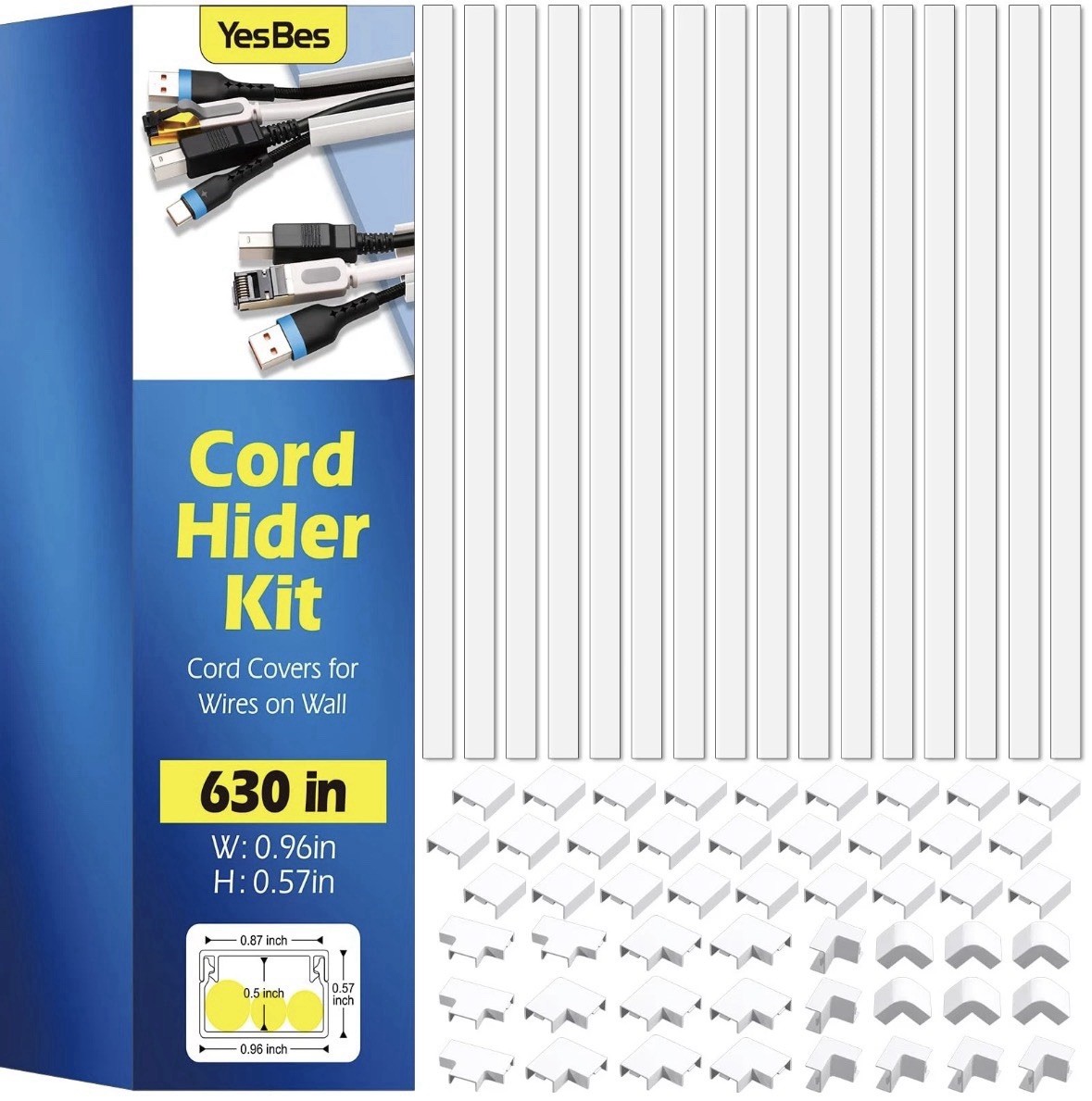 630in Cord Hider Kit, Paintable Cable Raceway, Covers for 630”