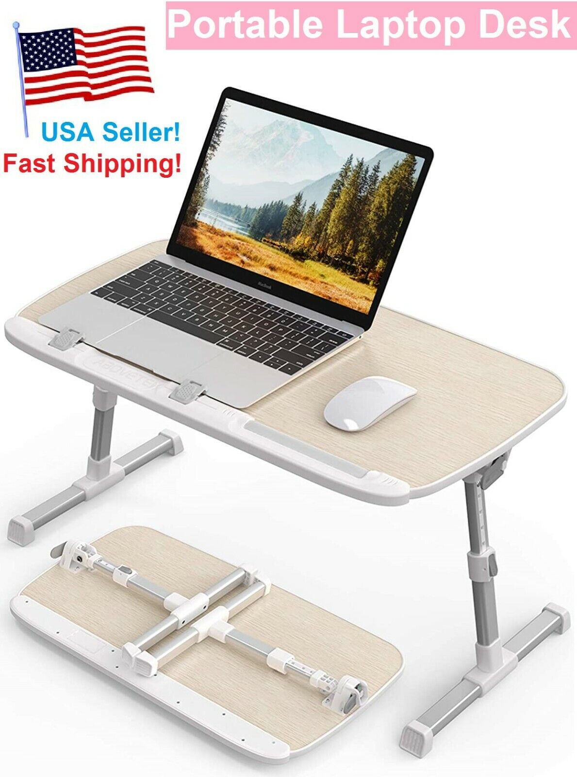 Ergonomic Portable Laptop Tray Lap Desk Bed Sofa Notebook Wood Foldable 23.7