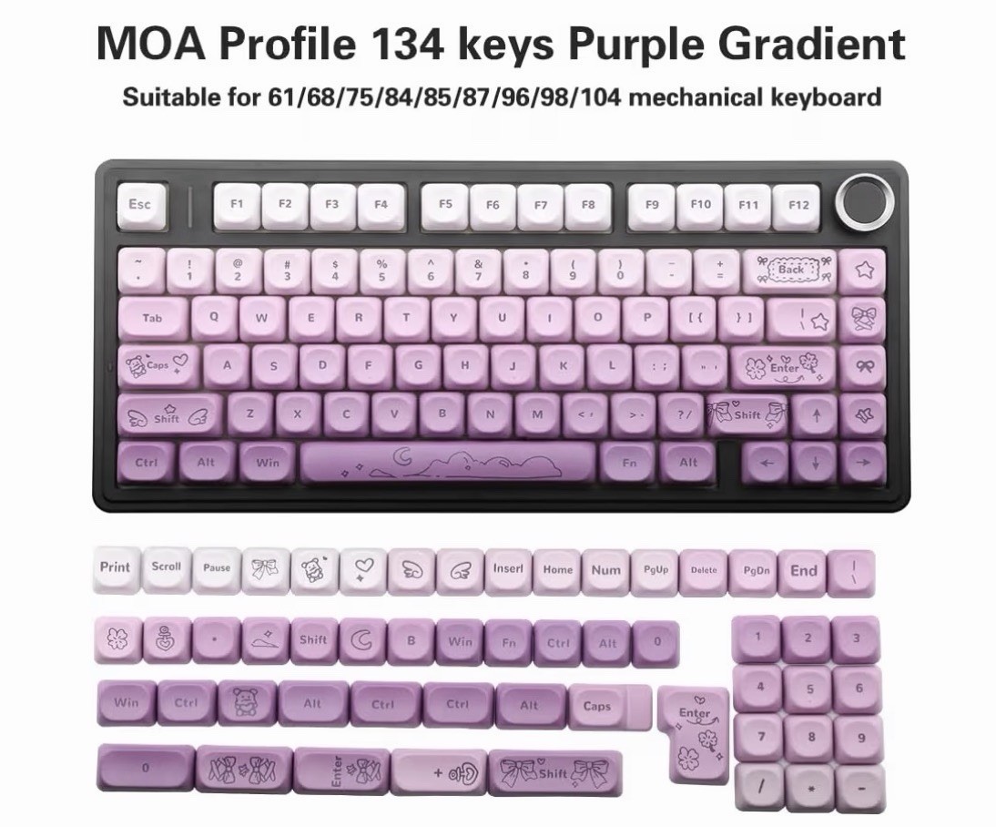 PBT Keycaps Set MOA Profile Thick 1.5mm Keycaps for 60% 75% TKL 100% Mechanical