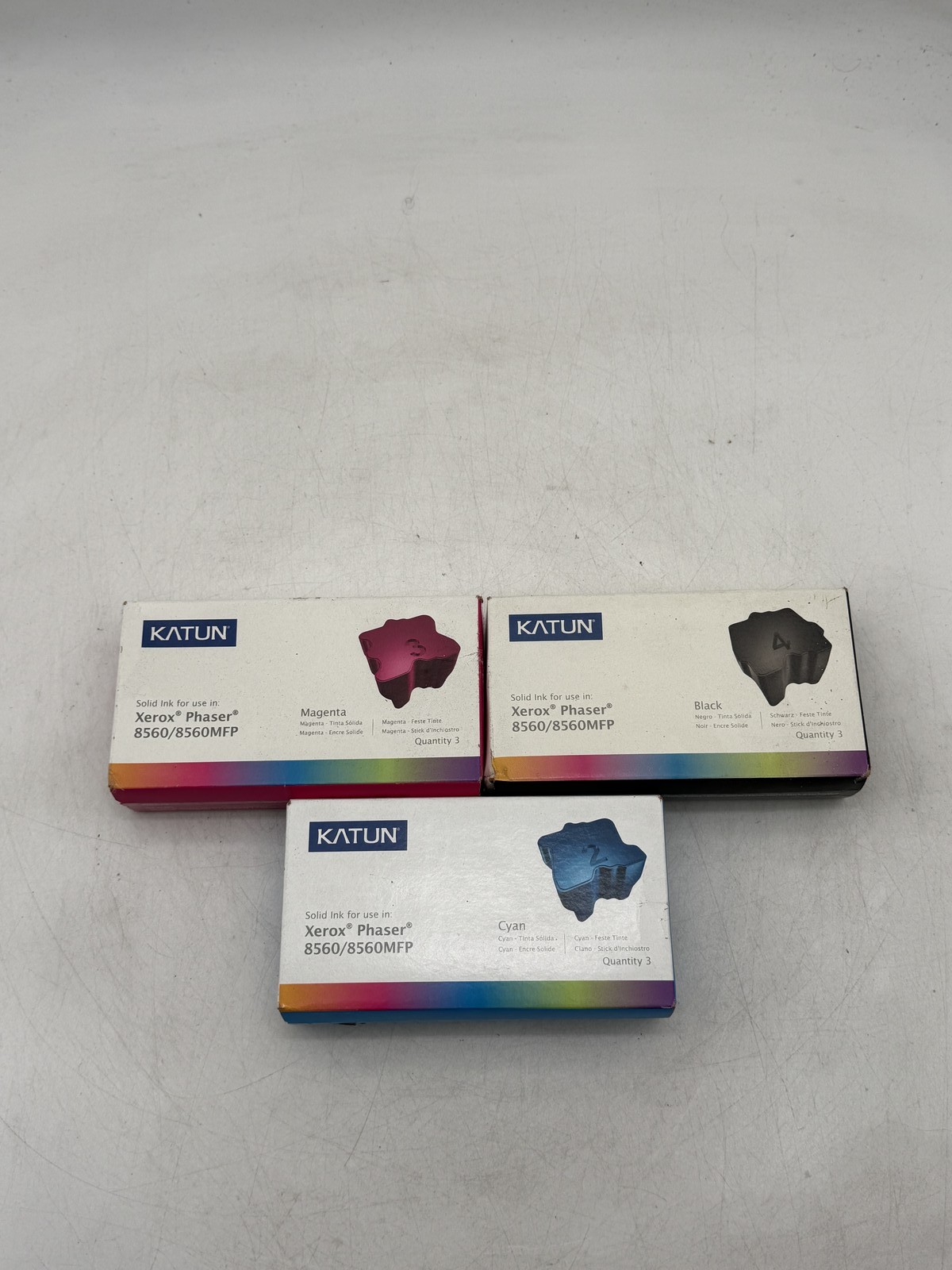 Lot of 9 Katun Ink Sticks for Xerox Phaser 8560 8560MFP (3 Cyan 3 Mag 3 Blk)