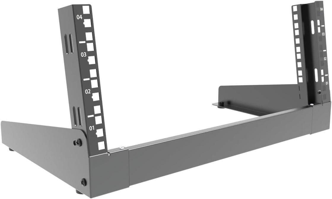 4U Desktop Network Rack 19 Inches Small Open Frame Rack 2 Post Free-Standing Tab
