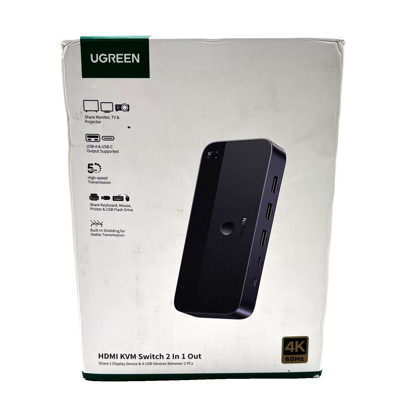 Ugreen High Speed Transmission HDMI KVM Switch 2 in 1 Out - Black 