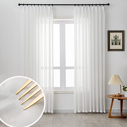 Sheer Curtains 84-inch Long Living Room Pinch 52"W x 84"L (Pack of 1) Off White
