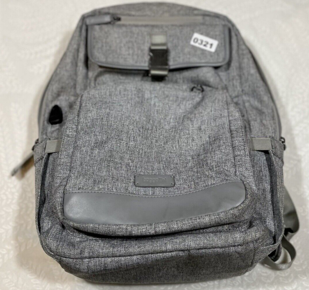 Baggallini Commuter Laptop Backpack, Grey, Lightweight And Functional, Modern 