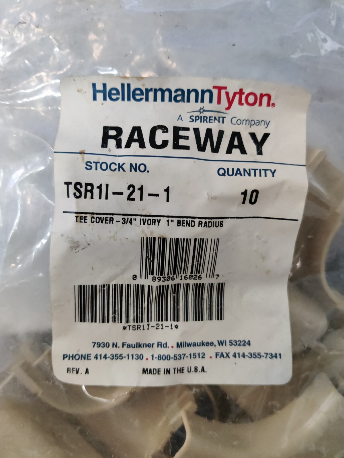 Hellermann Tyton TSR1l-21-1, Tee Cover, 3/4in  1" Bend Radius,Ivory
