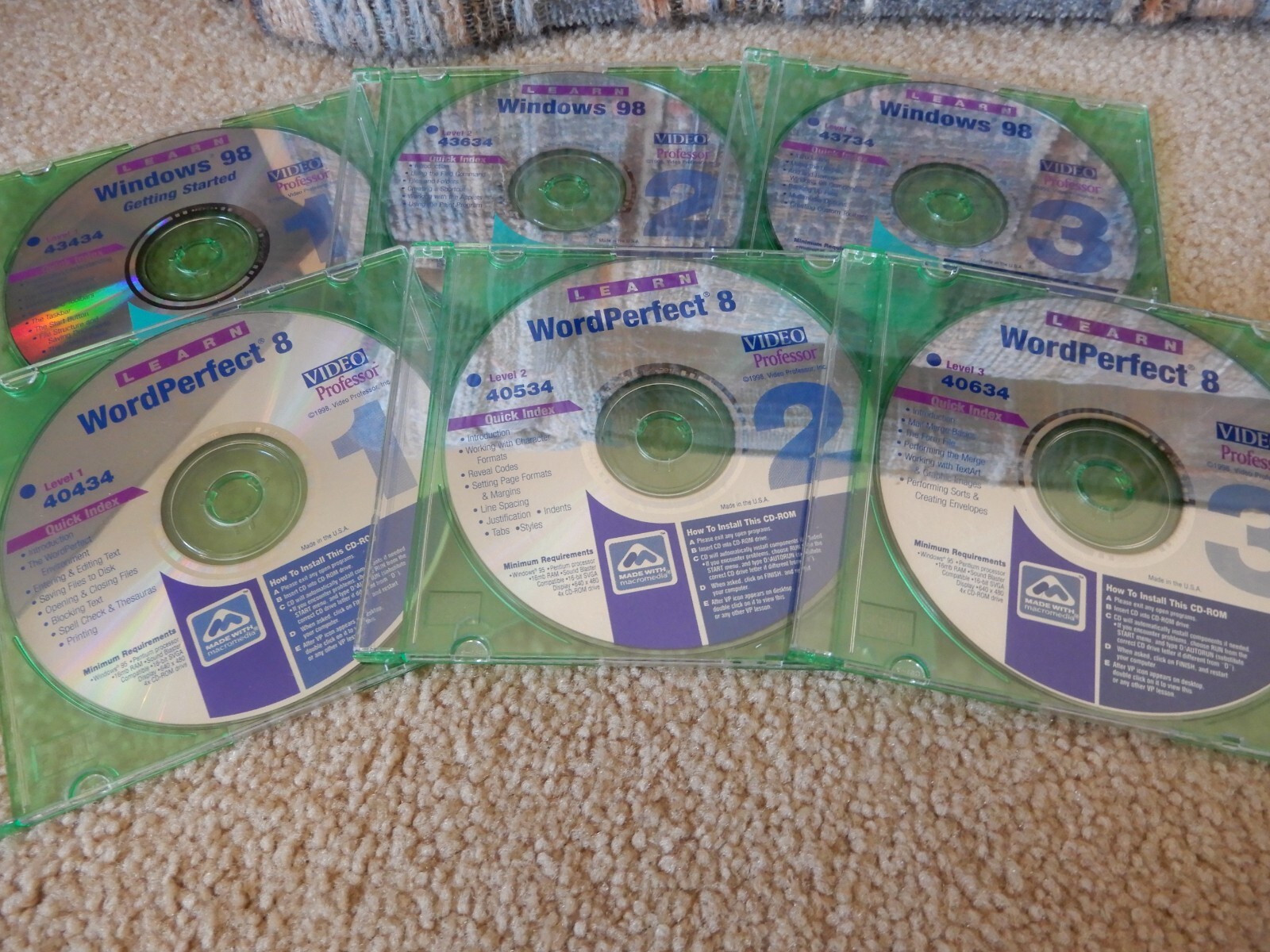 LEARN MICROSOFT WINDOWS 98 6 CD COMPUTER SOFTWARE COLLECTION