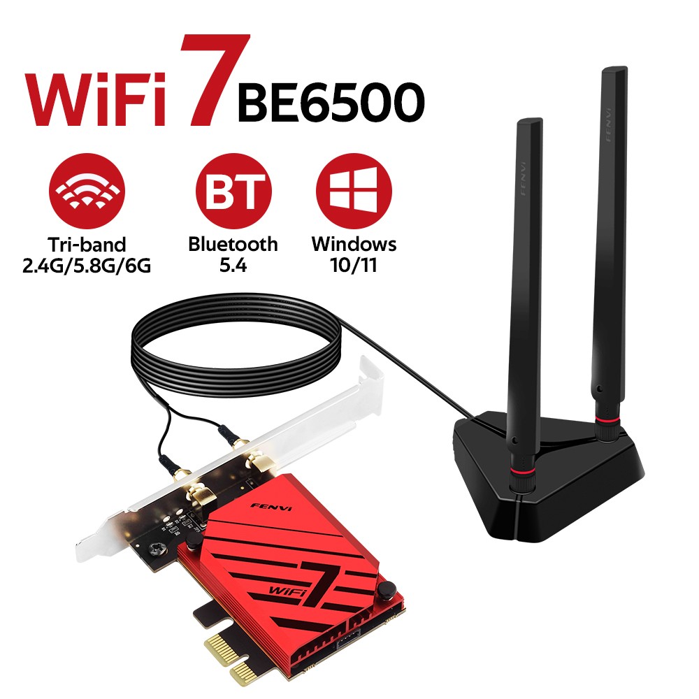 BE6500 WiFi 7 PCIe Gaming Card MT7925 Tri-band BT5.4 802.11BE Desktop PC Adapter