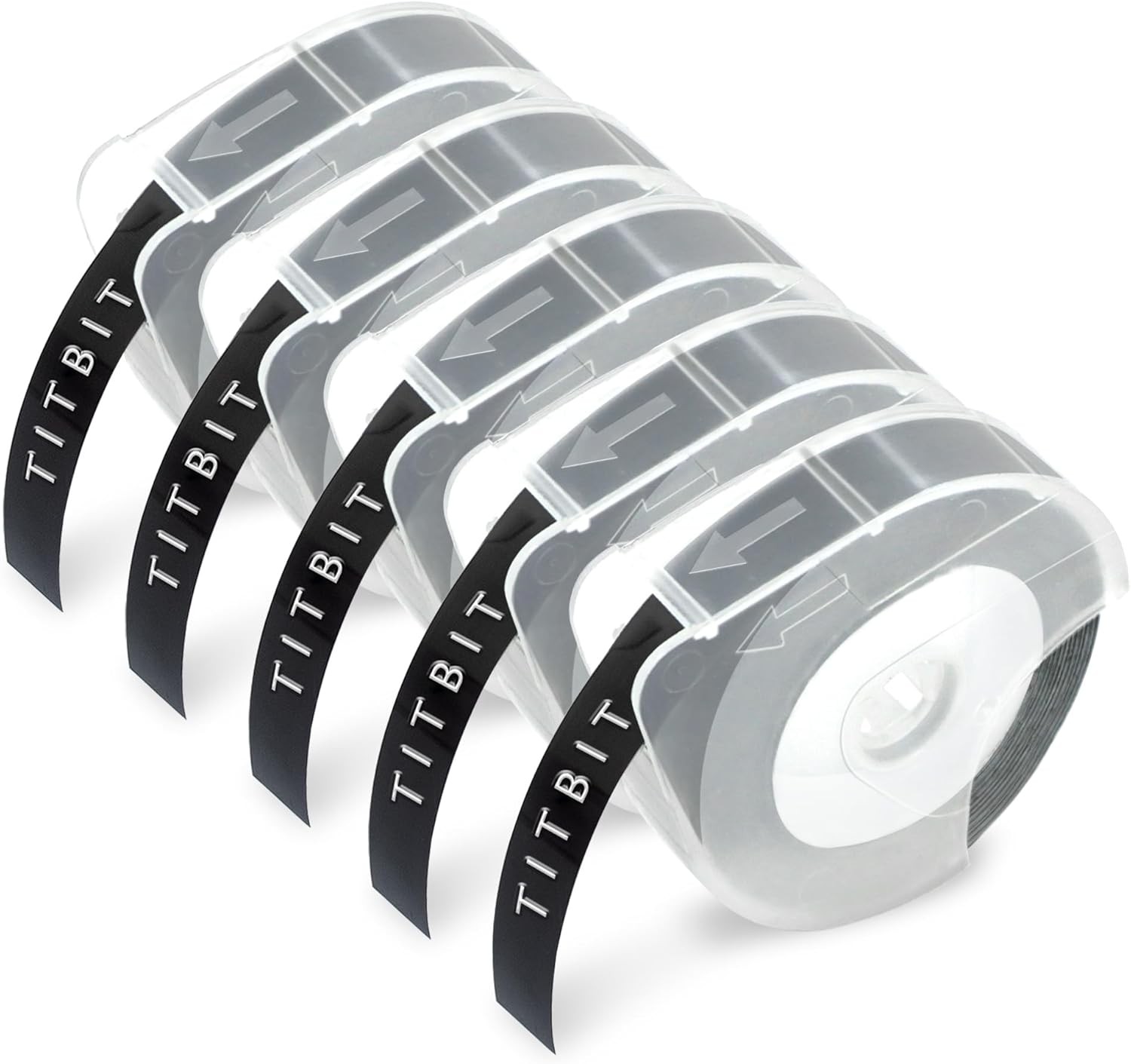 5PK Black for Dymo Label Makers 3D Plastic Embossing Tapes 3/8"