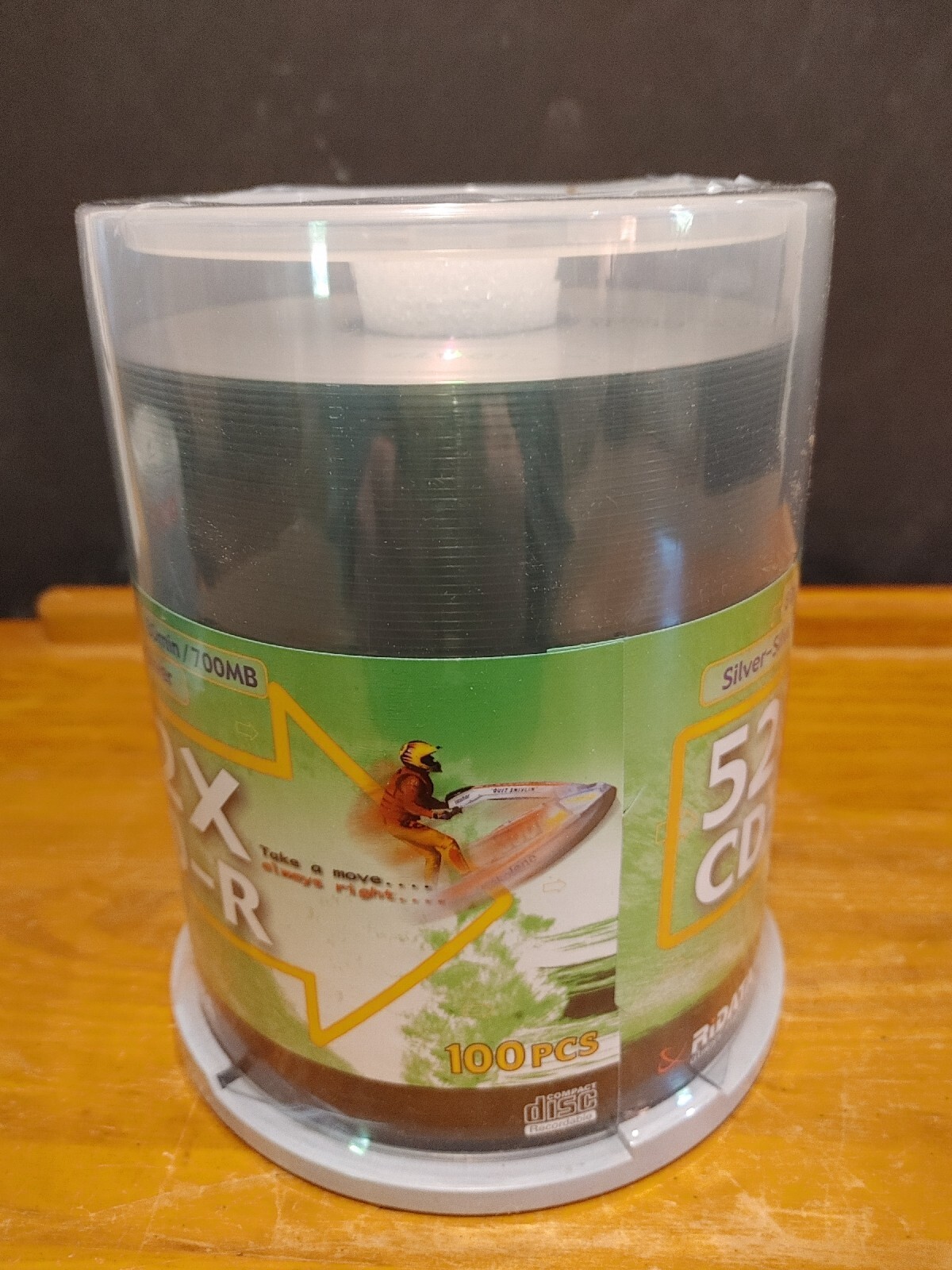 100 Ridata Silver- Silver 80min/700mb 52X CD-R  New  Sealed W/Storage Tower