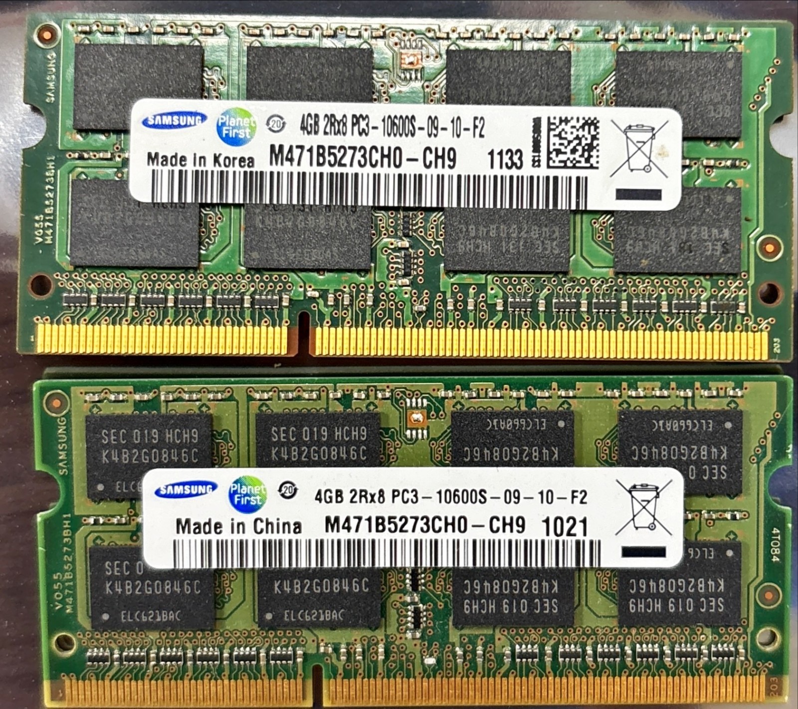 Samsung 8GB DDR3 Laptop RAM 2x4GB PC3-10600S M471B5273CH0-CH9