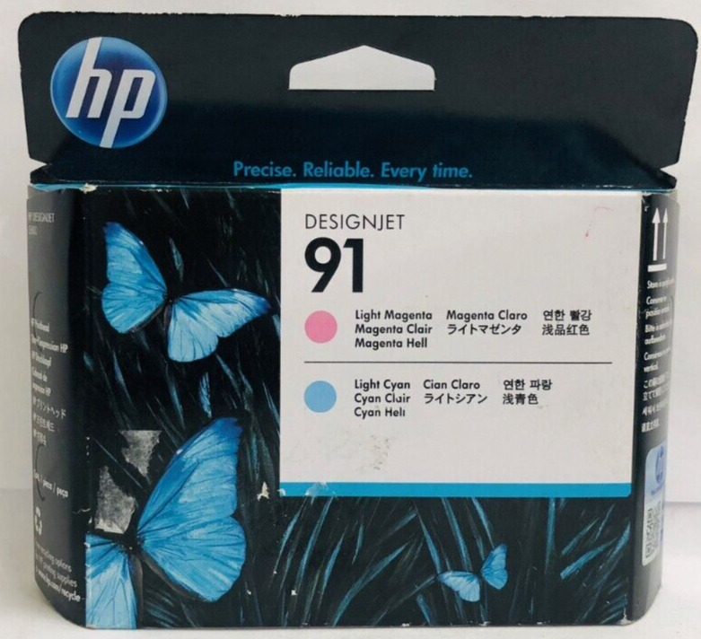 New Genuine HP 91 Light Magenta & Light Cyan Printhead Cartridge