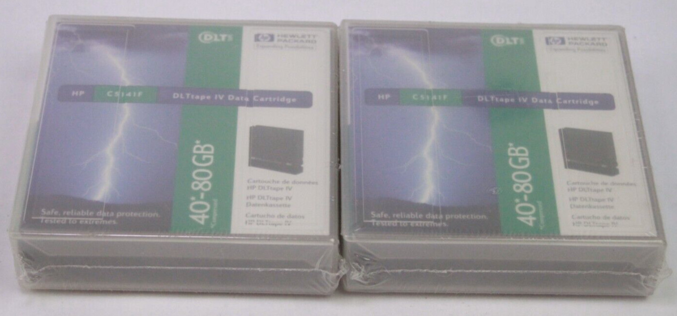 Lot of 2 New: HP DLT IV 40-80GB C5141F Data Cartridges