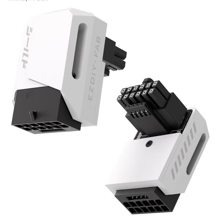 EZDIY-FAB PCIe 5.1 Adapter  600W 12+4pin 16pin 12VHPWR GPU Power Connector White