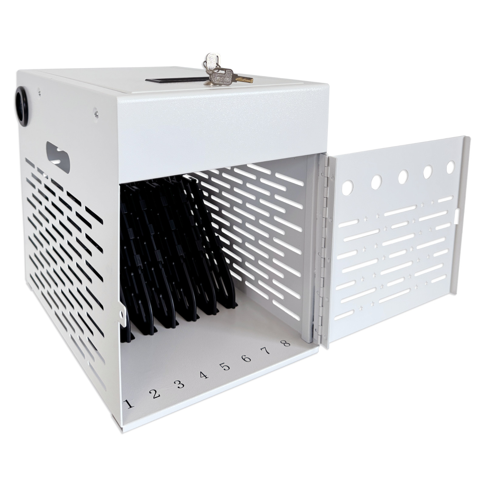 OPEN BOX 8-Device Tablet Charging Cabinet, Steel Case Fits 14" Chromebooks, iPad