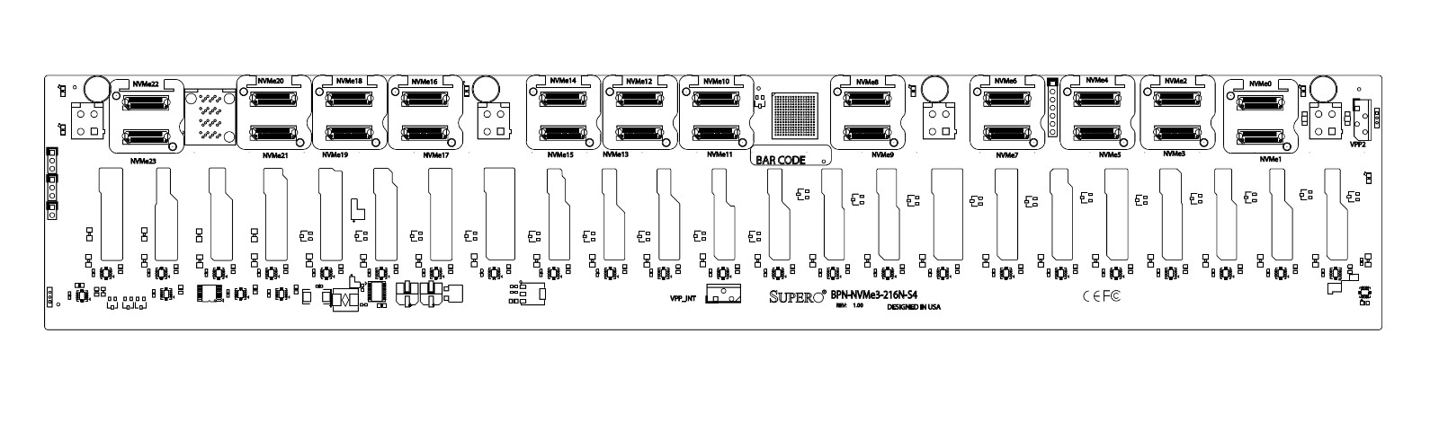 Supermicro BPN-NVME3-216N-S4 24-port 2U NVMe direct BPN,24x 2.5" NVMe,4Hybrid