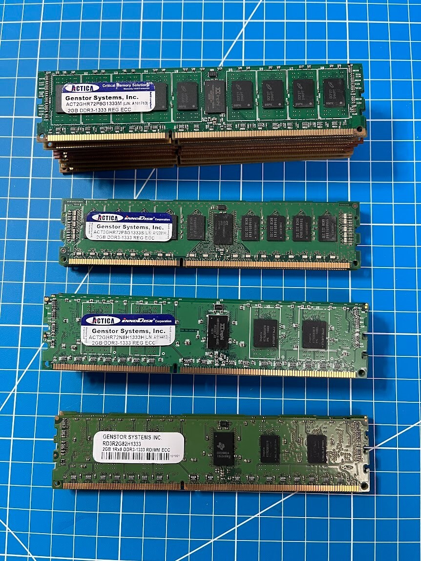 Lot (21) 2GB 1Rx8 DDR3-1333 PC3-10600R ECC REG 1.5V 240p RDIMM Actica ACT2GHR72.